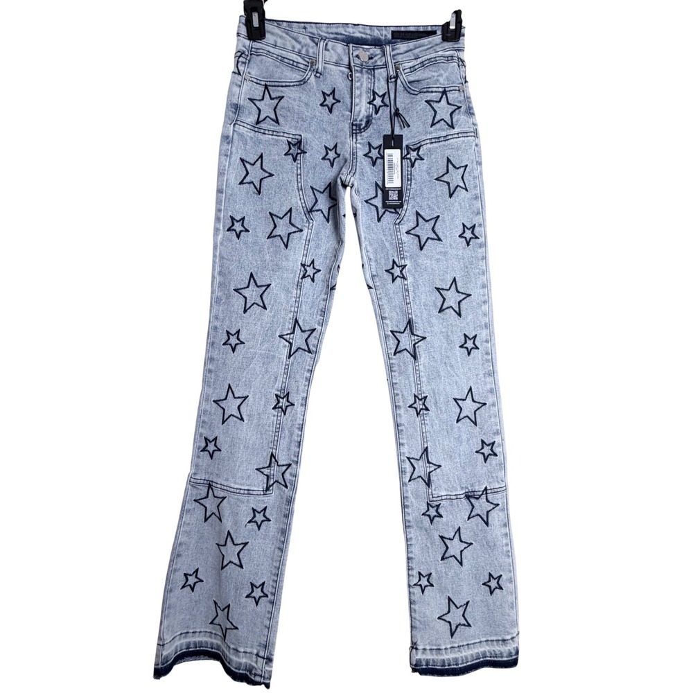 NWT Rockstar Original Starship Stacked Flare Jeans 14 Blue Y2K Skater Denim